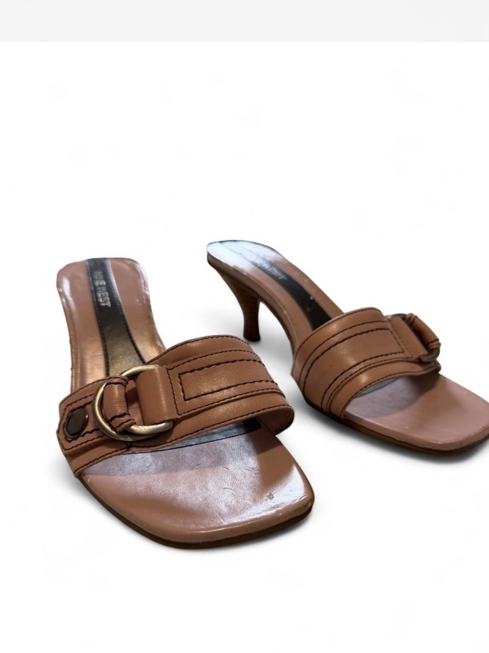 Nine West Brown Strappy Open-Toe Heeled Sandals